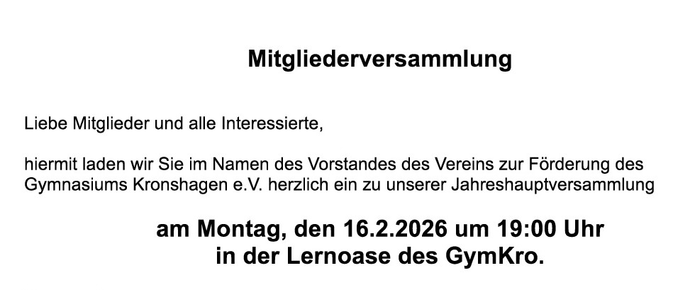 Förderverein: Jahreshauptversammlung